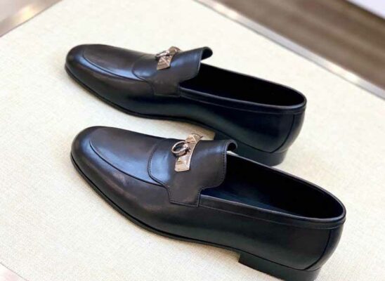Giày lười Hermes Blaise Loafer da trơn màu đen