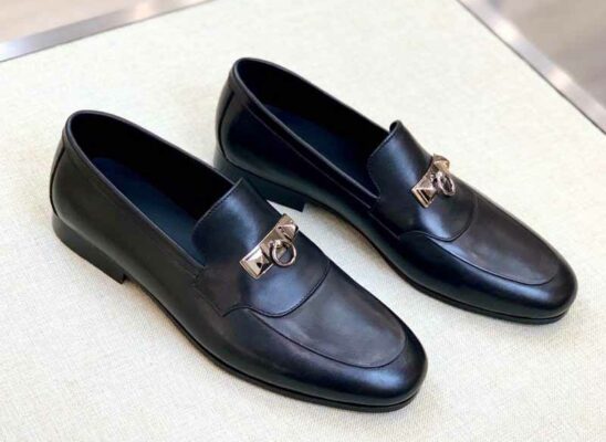 Giày lười Hermes Blaise Loafer da trơn màu đen