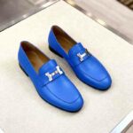 Giày lười Hermes Paris Loafer siêu cấp da taiga màu xanh