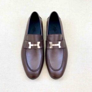 Giày lười Hermes Paris Loafer da taiga màu nâu