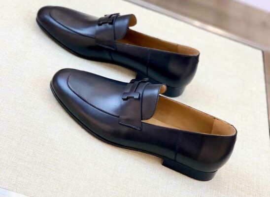 Giày lười Hermes Paris Loafer siêu cấp khóa màu đen