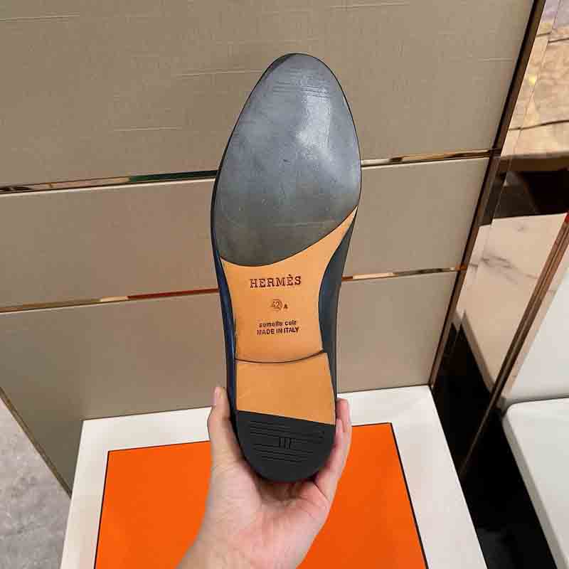 Giày lười Hermes Saga loafer đế cao màu đen