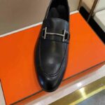 Giày lười Hermes Saga loafer đế cao màu đen