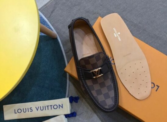 Giày lười Louis Vuitton Hockenheim Moccasin Caro màu nâu siêu cấp