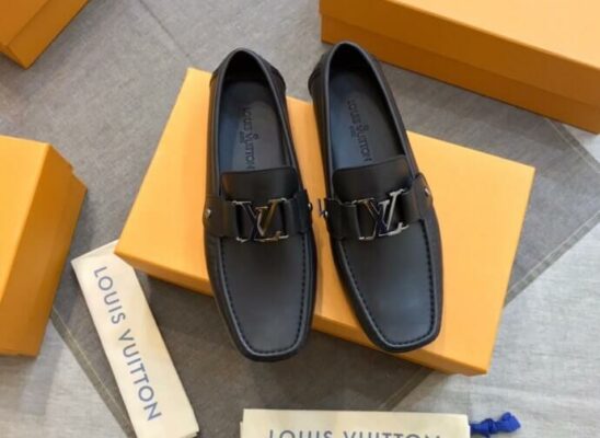 Giày lười Louis Vuitton Monte Carlo da trơn màu đen