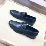 Giày lười Hermes Paris loafer đế cao màu xanh Navy