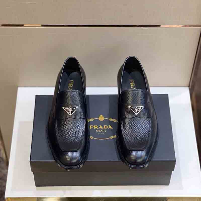 Giày lười Prada siêu cấp da taiga màu đen