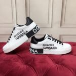 Giày thể thao Dolce Gabbana Metallic Calfskin Nappa Portofino Sneakers màu trắng