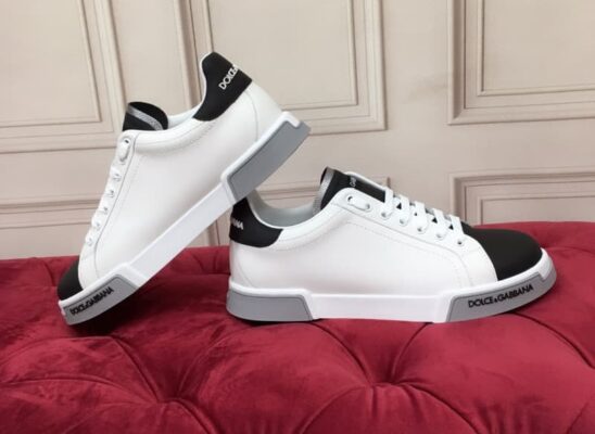 Giày thể thao Dolce Gabbana Calfskin Nappa Portofino Sneakers màu xám