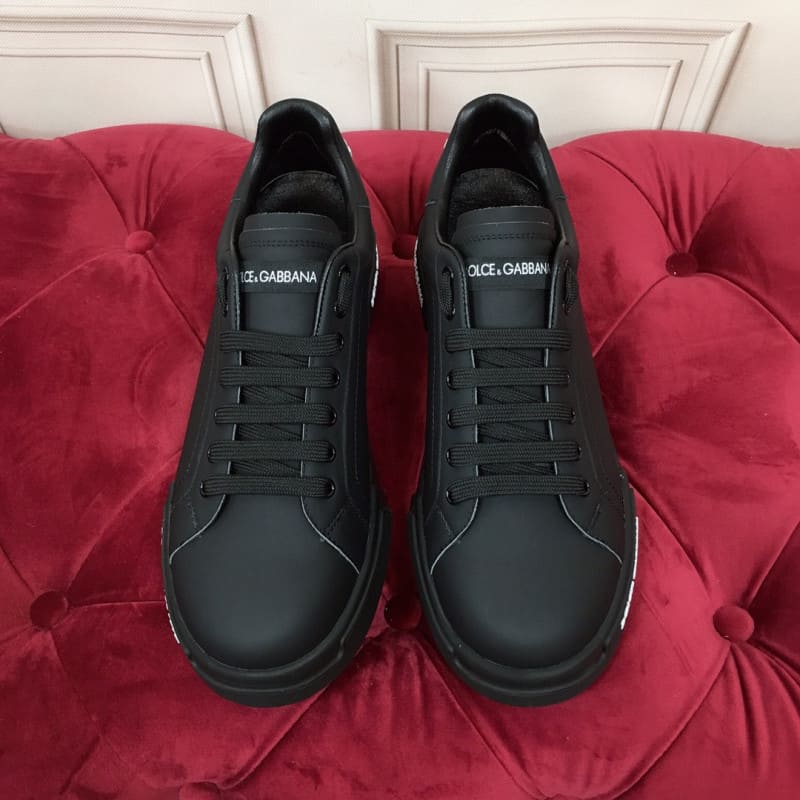 Giày thể thao Dolce Gabbana Calfskin Nappa Portofino Sneakers màu đen