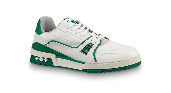 Thiết kế trắng xanh theo phong cách bóng rổ của mẫu sneaker Louis Vuitton