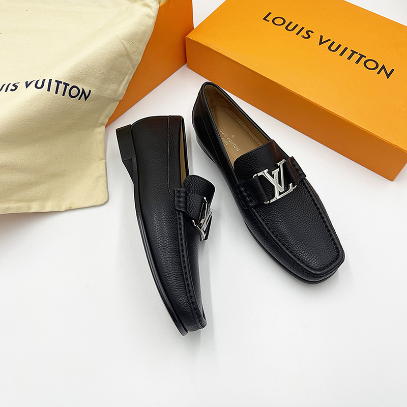 Giày lười Louis Vuitton like au Montaigne Loafer da nhăn khóa trắng