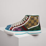 Giày Gucci Tennis 1977 High Top Yellow GG Multicolour Like Auth