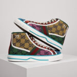 Giày Gucci Tennis 1977 High Top Yellow GG Multicolour Like Auth