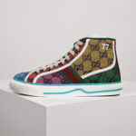 Giày Gucci Tennis 1977 High Top Yellow GG Multicolour Like Auth