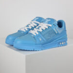 Giày Louis Vuitton LV Trainer Blue Leather Monogram Best Quality