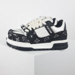 Giày Louis Vuitton LV Trainer Maxi Monogram Denim Black Best Quality