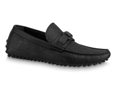 Giày lười LV Hockenheim Moccasin Monogram full đen Like Auth